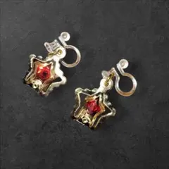 レッド星型クリスタルイヤリング