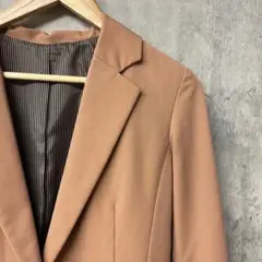 【値下げ】ピンク テーラードジャケット　裏地ストライプ　M