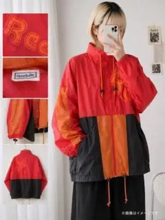 90s 80s Reebok ナイロンジャケット 赤　XL相当　古着 リーボック
