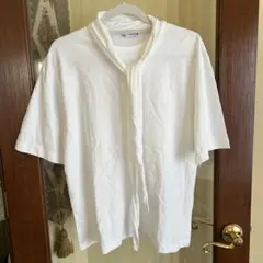 ZARA ザラ　リボンタイ付きTシャツ 半袖　トップス　ホワイト　Mサイズ
