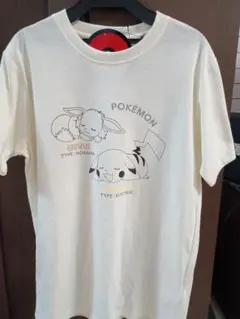 ポケモン イーブイ ピカチュウ Tシャツ Mサイズ　アイボリー