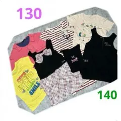 キッズ服 7点セット130・140女の子Tシャツチュニックワンピースカーディガン