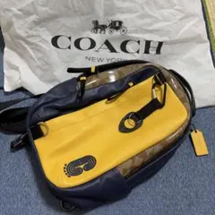 【最終値下げ】COACH ショルダーバッグ イエロー/ネイビー