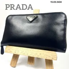 プラダ　長財布　サフィアーノレザー　トライアングルロゴプレート　極美品　ブラック