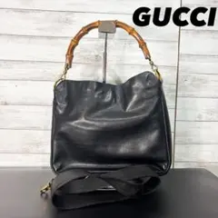 美品✨GUCCI グッチ ショルダーバッグ ポーチ バンブー レザー