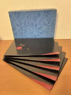 越前漆器 会席膳 5枚セット 折敷 吹上膳 卓上膳 盆 紅葉 桜 黒塗 和