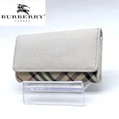 【美品】 BURBERRY レザー カーフ キーケース 4連 カードケース 白
