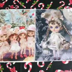 ①未使用　可愛い女の子パネル生地2枚＆ロラライハリス生地です。