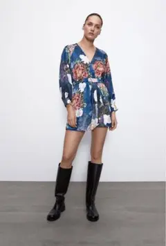 【新品 未使用】ZARA ザラ 花柄 ワンピース ジャンプスーツ オールインワン