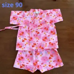 甚平　女の子　金魚　ピンク　花　花火大会　夕涼み　90