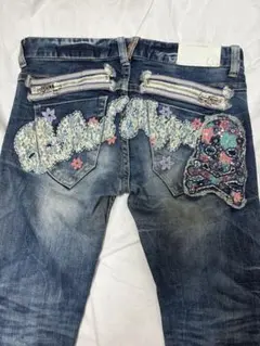 【希少】RED PEPPER レッドペッパー 刺繍 レース スカル デニム 28