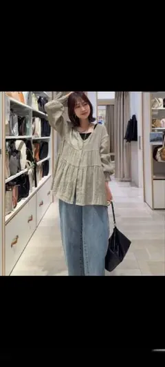 グローバルワーク　スタラボ　せこ子　2WAY楊柳ブラウス　グリーンティー　Lのサムネイル