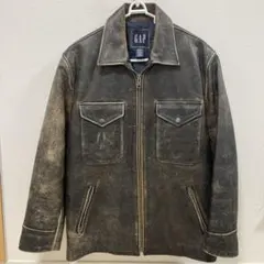 Old Gap 紺タグ レザージャケット ビンテージ加工 Mサイズ