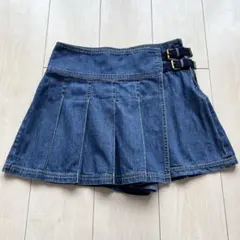 Y2Kバーバリーブルーレーベル デニム プリーツ ミニ キュロット スカート