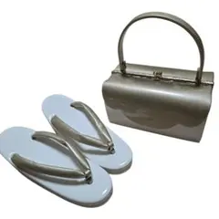 草履　バッグ　セット　白　ゴールド　24.5　LL　厚底　成人式　卒業式　美品