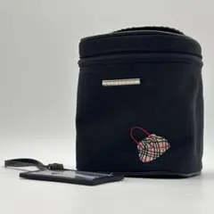 Burberry 化粧ポーチ　黒　小型ミラー付　ハンドバッグ　未使用級　美品