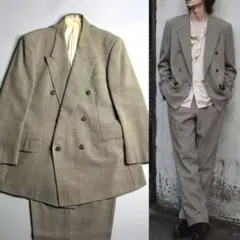 GIVENCHY 伊勢丹 4G柄裏地 銀ボタン ダブル スーツ カーキ XL相当