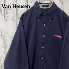 C3017 Van Heusen ボタンダウン 長袖シャツ ネイビー 刺繍のサムネイル