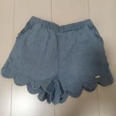 プティマイン スカラップデニムハーフパンツ　110cm