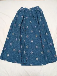 フェリシモ　サニークラウズ　スカート　フレア色絵花文スカート　秋服