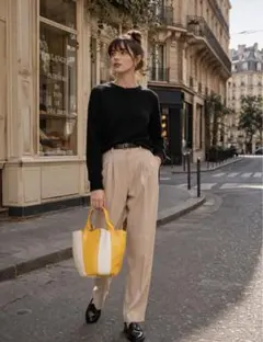 【希少】アニエスベー バイカラー 本革 レザーバッグ イエロー×ホワイト 美品