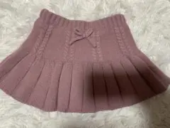 美品　プティマイン ニット　プリーツスカパン　スカート　ピンク　S
