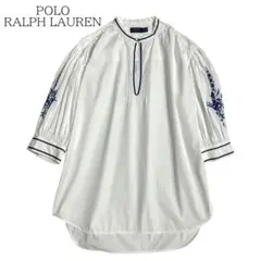 ポロラルフローレン ブラウス 刺繍 パフスリーブ コットン 白 シャツ SP
