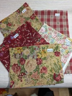 花柄・チェック柄 綿プリント生地セット