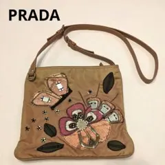 PRADA (プラダ) ショルダーバッグ 刺繍 フラワー ピンク 蝶々