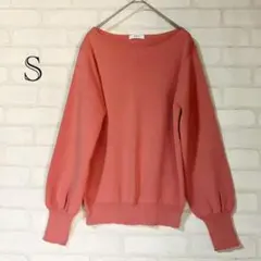 アーヴェヴェ　長袖ニット シンプル　くすみ赤オレンジ　S