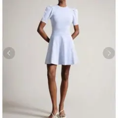 TED BAKER VELVEY パフスリーブ ニット ドレス ベイビーブルーのサムネイル