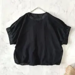 美品 ニコルソンアンドニコルソン シアー バルーンブラウス 黒 日本製 ドルマンのサムネイル