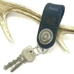 ‼️アウトレット‼️サドルレザーコンチョキーリング　9