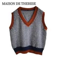 2421 美品 メゾンドテレーズ マルチカラーニットベスト F ①