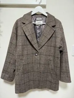 ★美品★ニコアンド ★ブラウン チェック柄 テーラードジャケット★M★