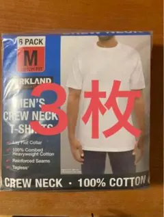 【コストコ/カークランド】メンズクルーネック白Tシャツ（ Mサイズ3枚）のサムネイル