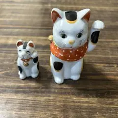 招き猫 大小セット 陶器製
