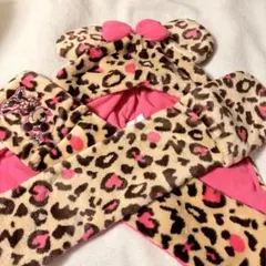 ミニーちゃん ヒョウ柄 ファンキャップマフラー