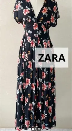 zara 花柄 ロングワンピース