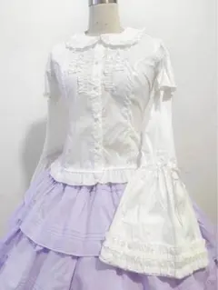 ロリータ 2way ブラウス 付け袖 シャツ 甘ロリ　ゴスロリ ホワイト