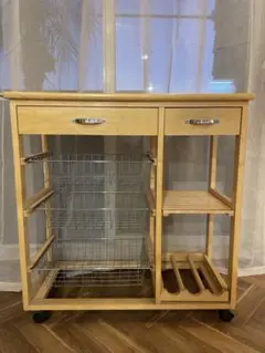 キャトルセゾン キッチンワゴン 木製 キャスター付き