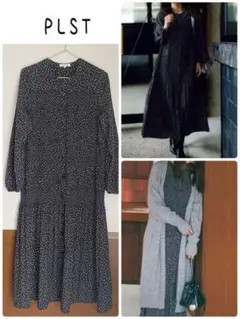 PLST プラステ　ワンピース　ドットマジョリカプリーツワンピース