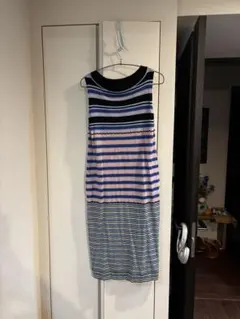 MARNI ユニクロ　ストライプ ノースリーブニットワンピース