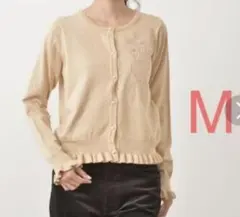 QVC &LOVE カメリアブーケモチーフレース ニット カーディガン M