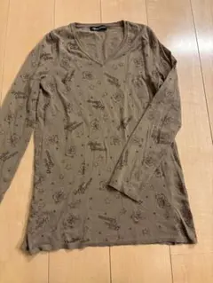 Hysteric Glamour 長袖Vネックブラウンニット穴ありファックベア