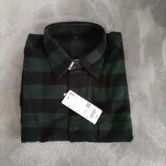 UNIQLO ダークグリーン チェックフランネルシャツ L