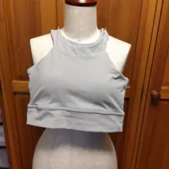 グレー クロスバック ヨガタンクトップ
