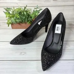 117【極美品】ルタロン グリース グリッター パンプス 黒 22.5