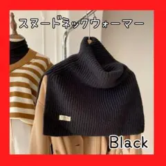 タートル ニット ネックウォーマー ケープ マフラー つけ襟 ブラック 黒