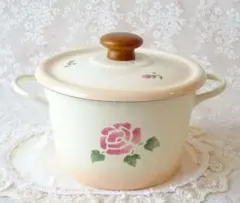 レア♡イマン♡エマ両手鍋陶器マニーローズバスケット薔薇ニトリイケア